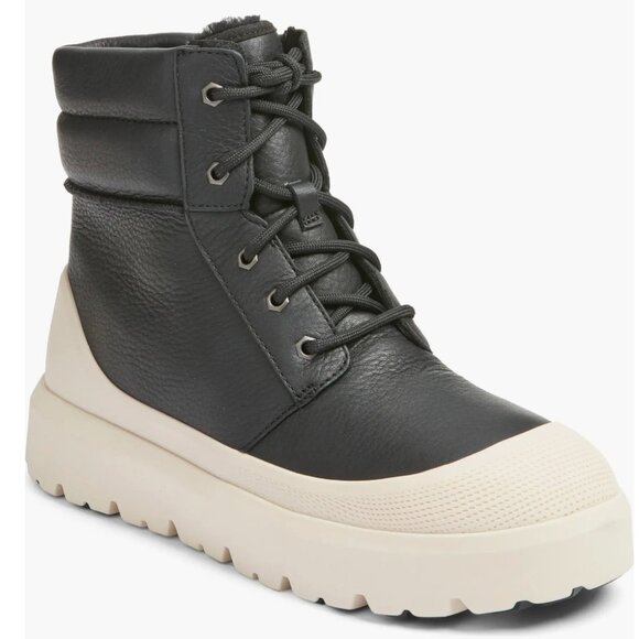 UGG Neumel High Weather Hybrid Waterproof Boots Men's Size 12 Black Leather NEW - Picture 1 of 11